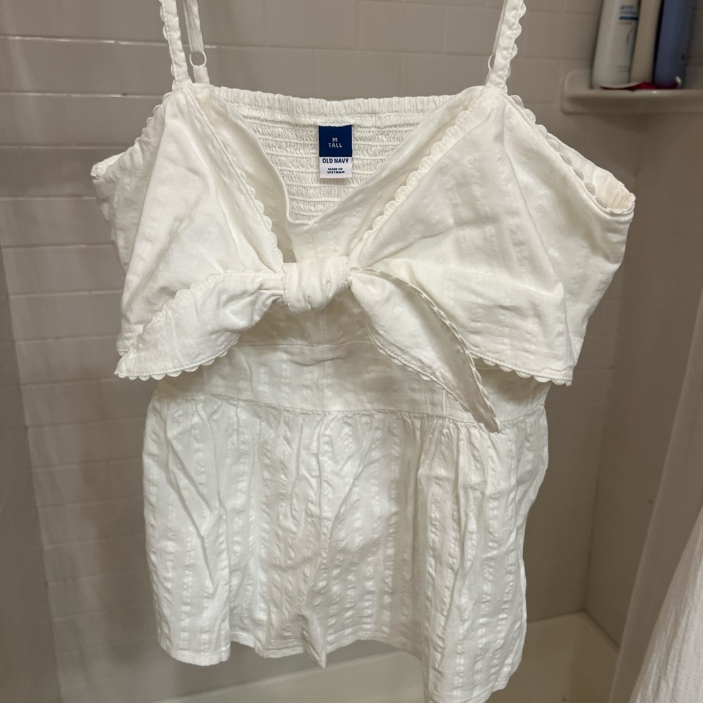 Old Navy Cream Sleeveless Top with Bow